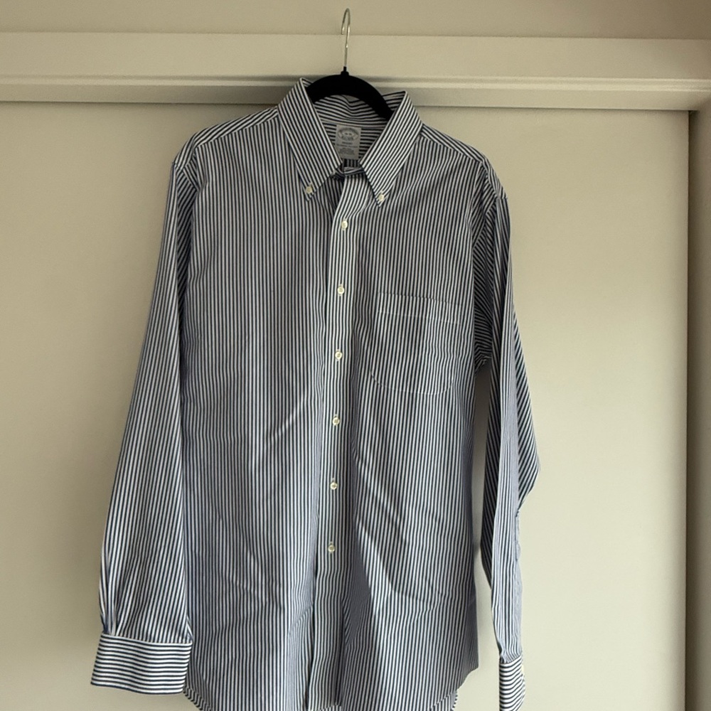 Brooks Brothers Navy Striped Dress Shirt
